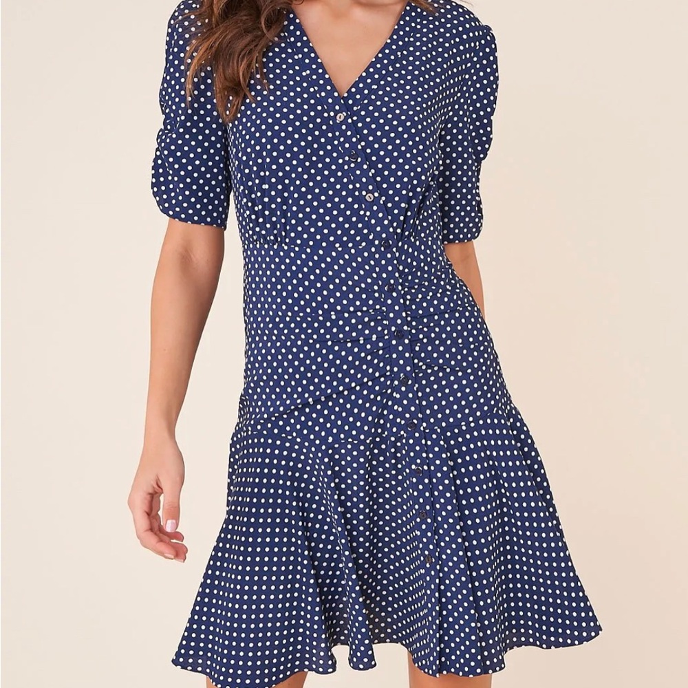 Sugarlips- Venice Boardwalk Polka Dot Button Down Dress